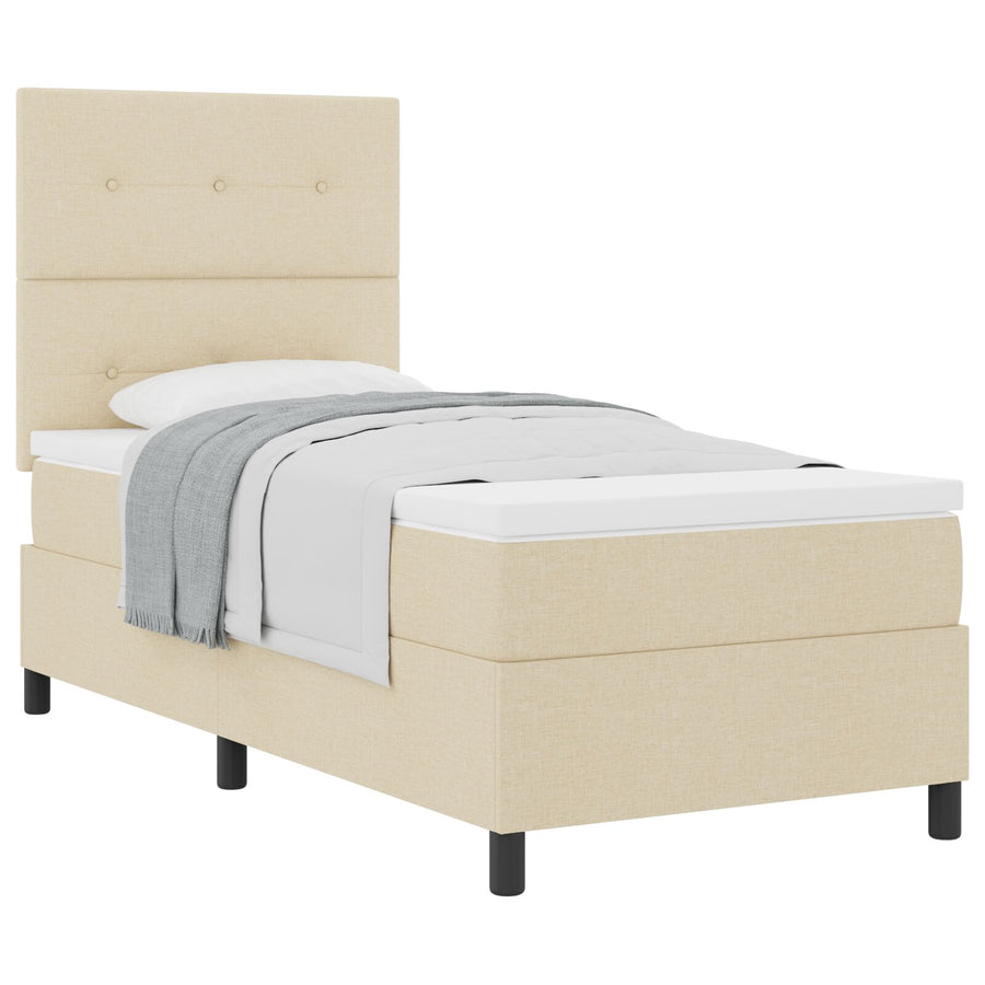 Boxspringbed Met Matras Stof Crème 80 x 200 cm Met knopen
