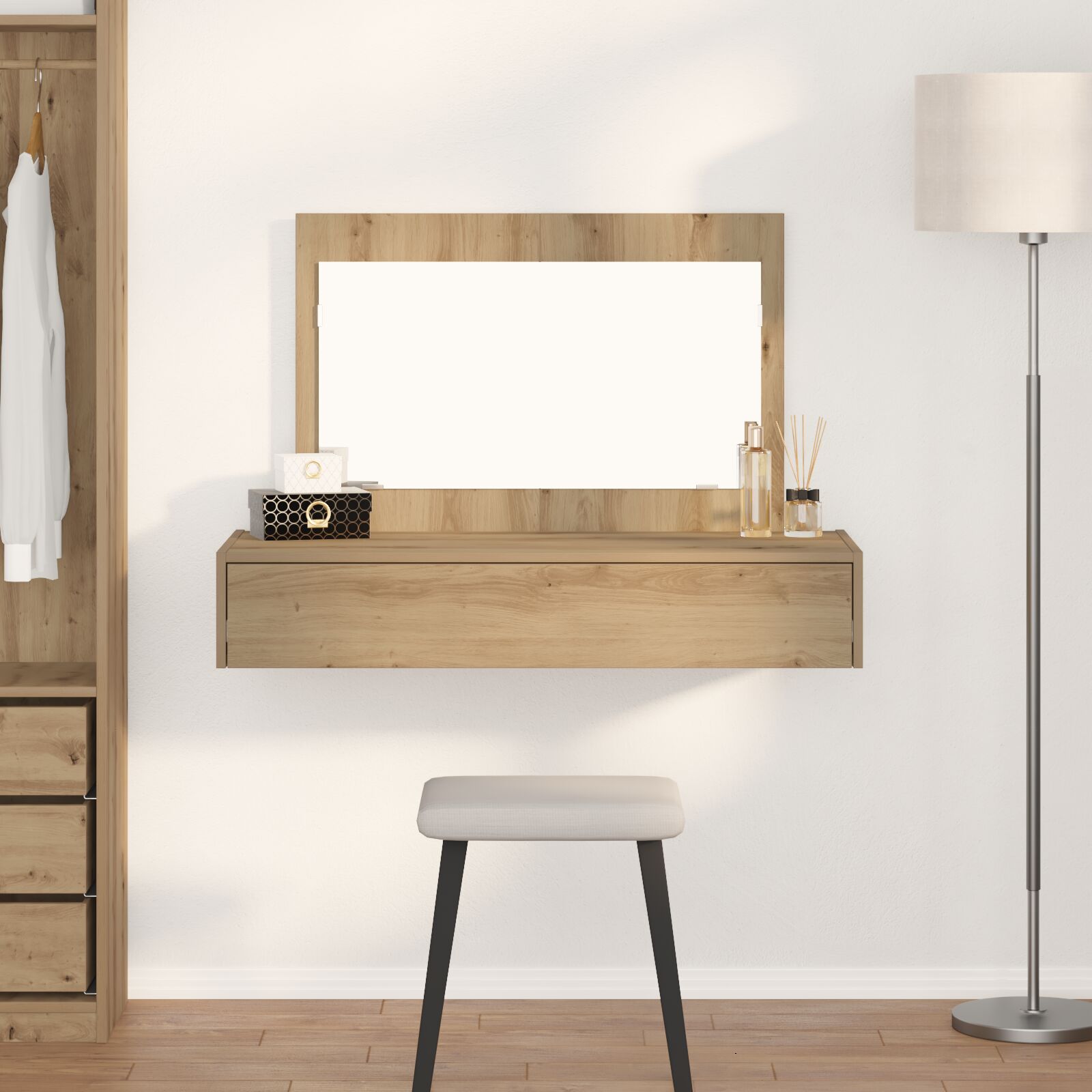 Wandkaptafel 100 x 40 x 70 cm Eiken zonder LED