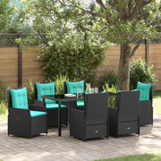 Garden Dining Set 7 pcs Black Polyrattan