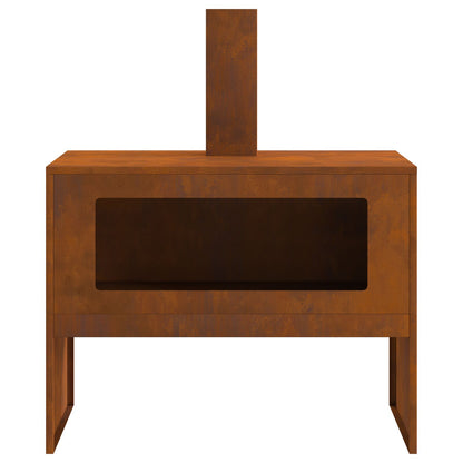 Vuurkorf Met Schoorsteen Verweerd Staal 80 x 50 x 96 cm Verweerd staal/Bruin