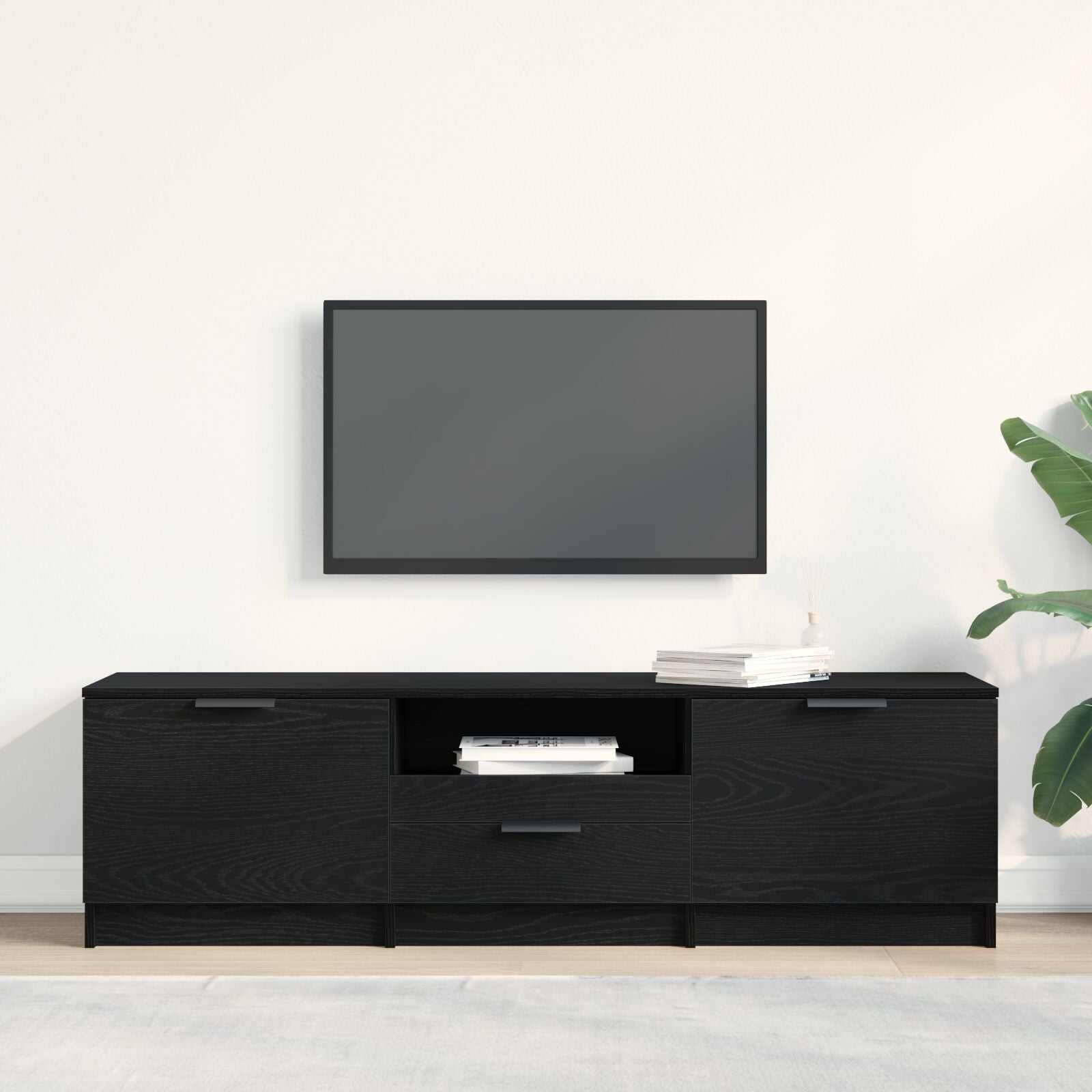 Tv-Kast - Zwart Eiken - 140X35X40 Cm - Gemaakt Van Engineered Wood