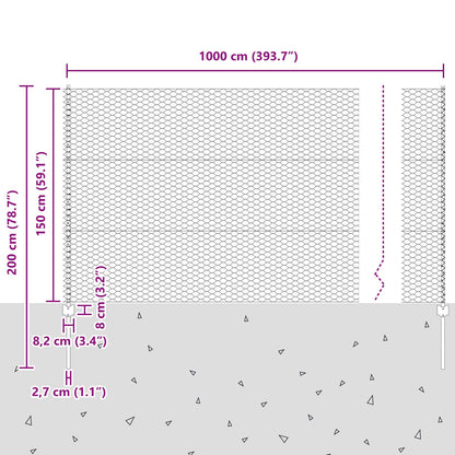 Schutting Posten 10 St U-Channel 150 Cm Verzinkt Staal,  Hexagonale Schutting 1,5X10 M Verzinkt Staal
