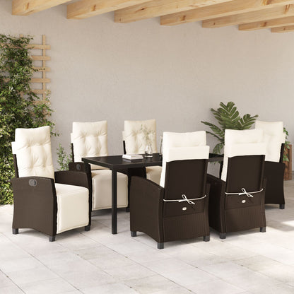 7 Stuks Tuin Eetset Bruin Poly Rattan