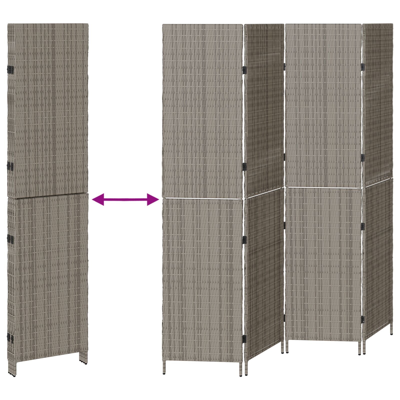 Kamerscherm Opvouwbaar 195X Poly Riet 180 cm Grijs 4 panelen