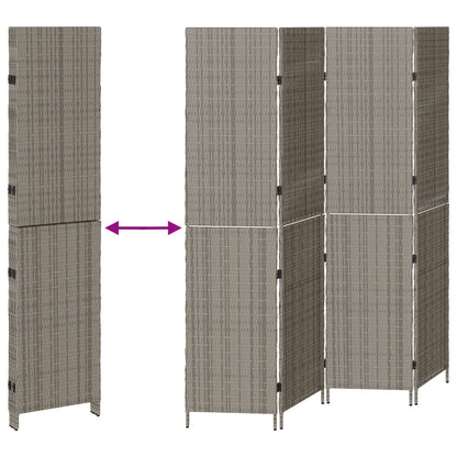 Kamerscherm Opvouwbaar 195X Poly Riet 180 cm Grijs 4 panelen