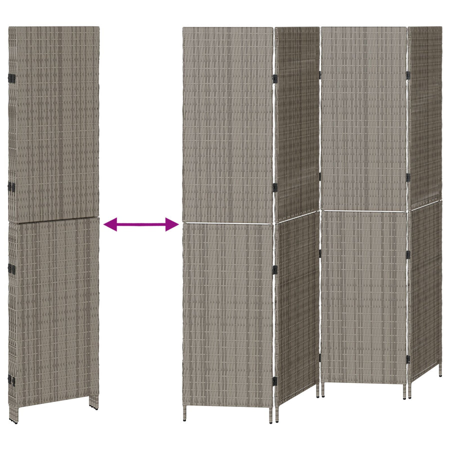 Kamerscherm Opvouwbaar 195X Poly Riet 180 cm Grijs 4 panelen