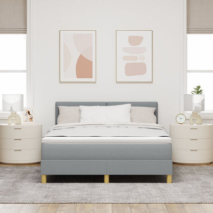 Boxspring Bed Met Matras Stof Lichtgrijs 160 x 200 cm Knopen tufted