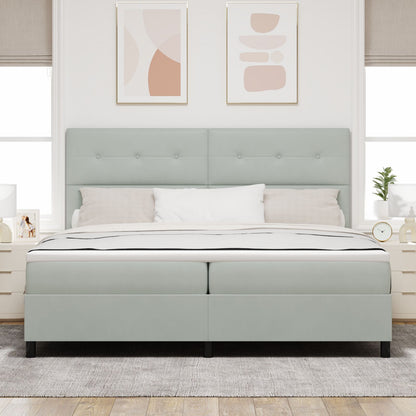 Boxspringbed Met Matras Lichtgrijs 200X200 Cm Velvet Blauw