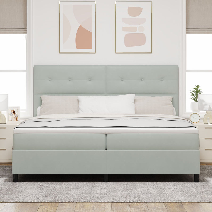 Boxspringbed Met Matras Lichtgrijs 200X200 Cm Velvet Blauw