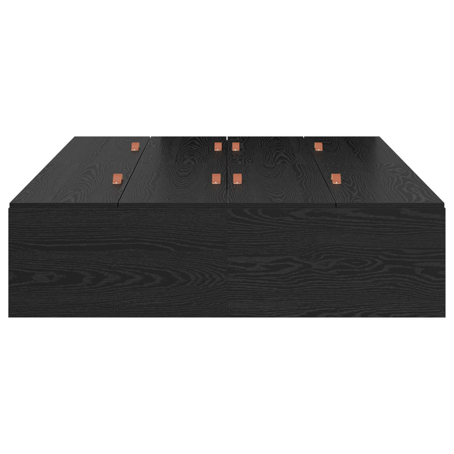 Bed Met Opslag Hout Standaard Tweepersoons Zwart Eiken 120 x 190 cm