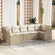 Tuinset 7-delig polyrattan beige