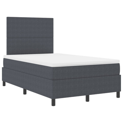 Boxspring Bed Met Matras Donkergrijs Klein Tweepersoons Corduroy Stof