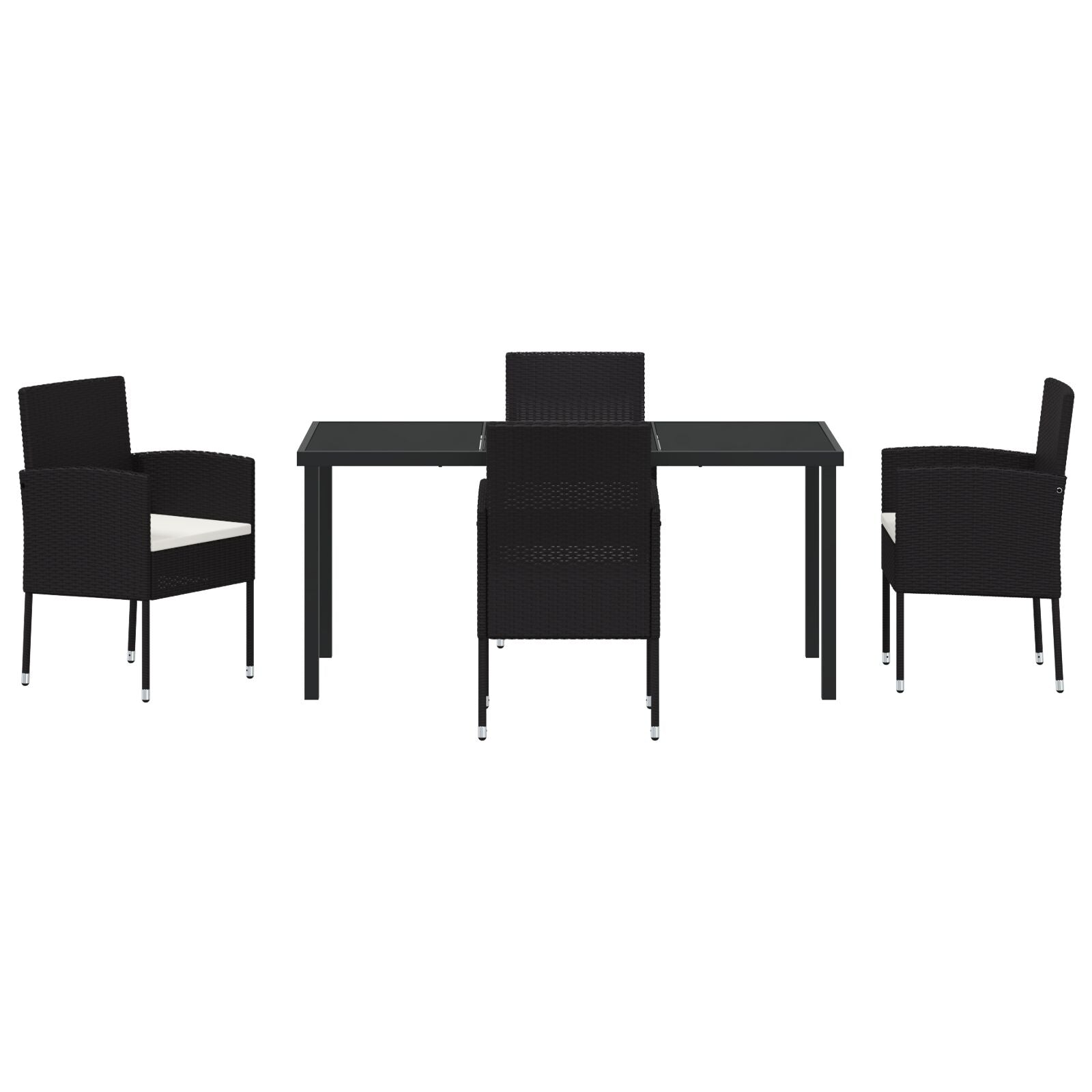 5-Delige Tuin Eetset Met Kussens Zwart Poly Rattan
