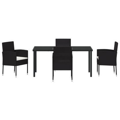 5-Delige Tuin Eetset Met Kussens Zwart Poly Rattan