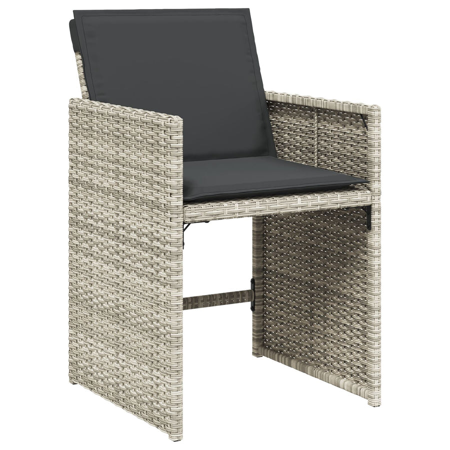 5 Delige Tuin Eetset Met Kussens Lichtgrijs Poly Rattan