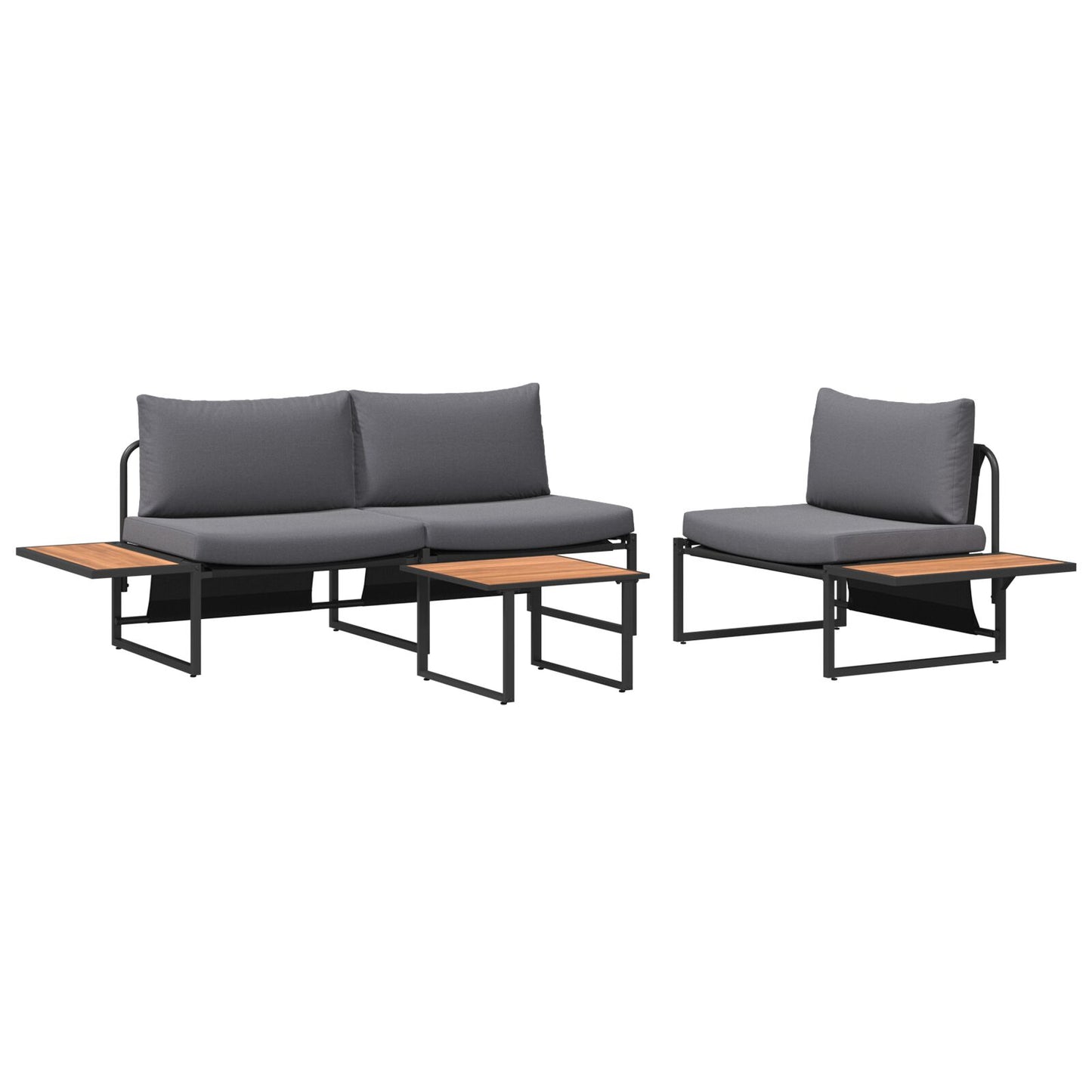 3-Delige Tuinsofa Set Met Anthraciet Kussens