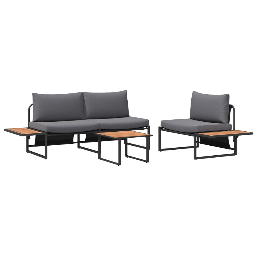3-Delige Tuinsofa Set Met Anthraciet Kussens