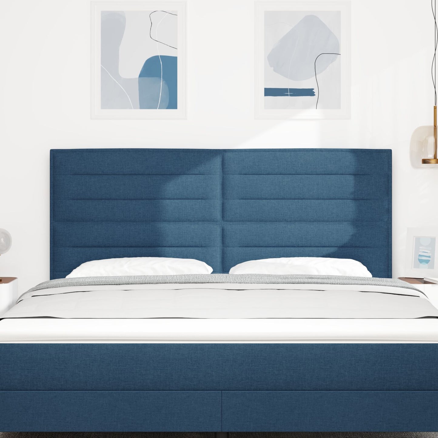 Hoofdbord Lijnen Ontwerp Stof Blauw 180 cm Hoog hoofdbord