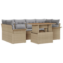 7-Delige Tuinbankset Met Kussens Beige Poly Riet Acacia