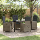 Tuinset poly rattan grijs 4 stoelen tafel