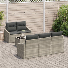 6-Delige Tuin Sofa Set Met Kussens Lichtgrijs Riet