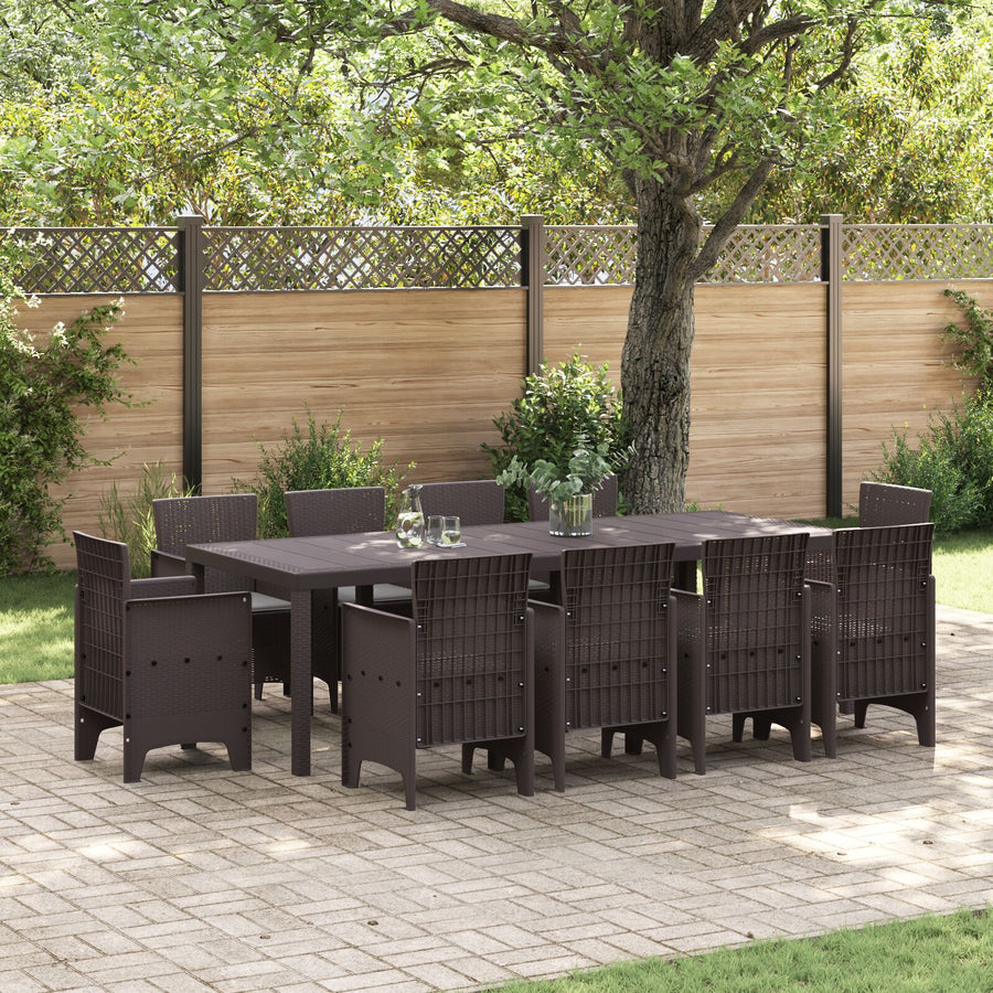 11 Delige Tuin Eet Set Met Kussens Bruin Poly Rattan