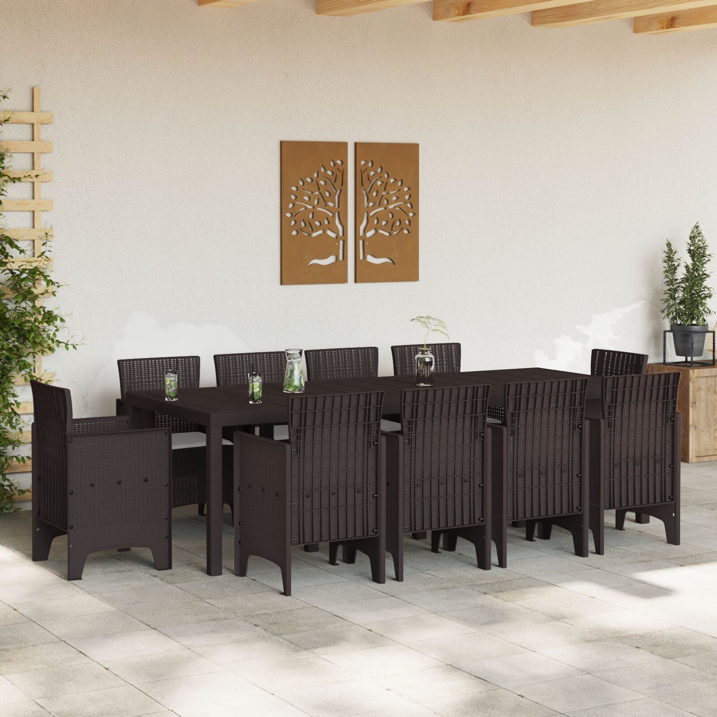11 Delige Tuin Eet Set Met Kussens Bruin Poly Rattan