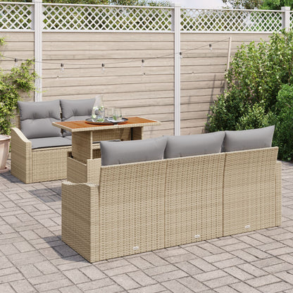 Tuin Sofa Set Set Van 6 Beige Poly Rattan Tuin Sofa Set