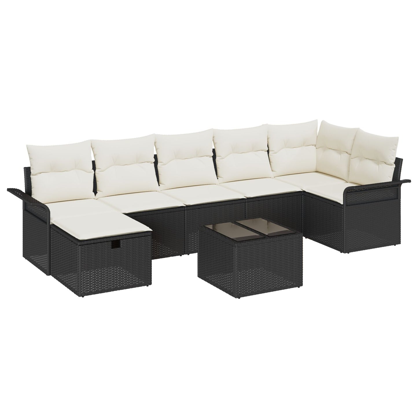 8-Delige Tuin Sofa Set Met Kussens Zwart Poly Rattan