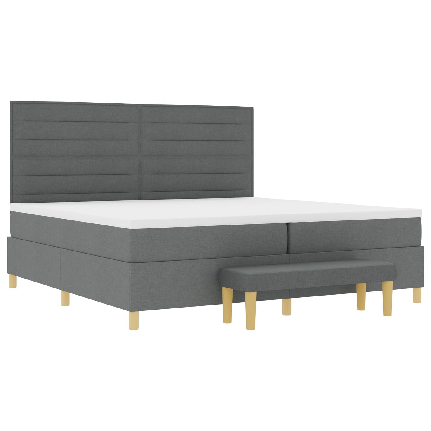 Boxspringbed Met Matras & Bank Stof Donkergrijs 200 x 200 cm Lijn ontwerp