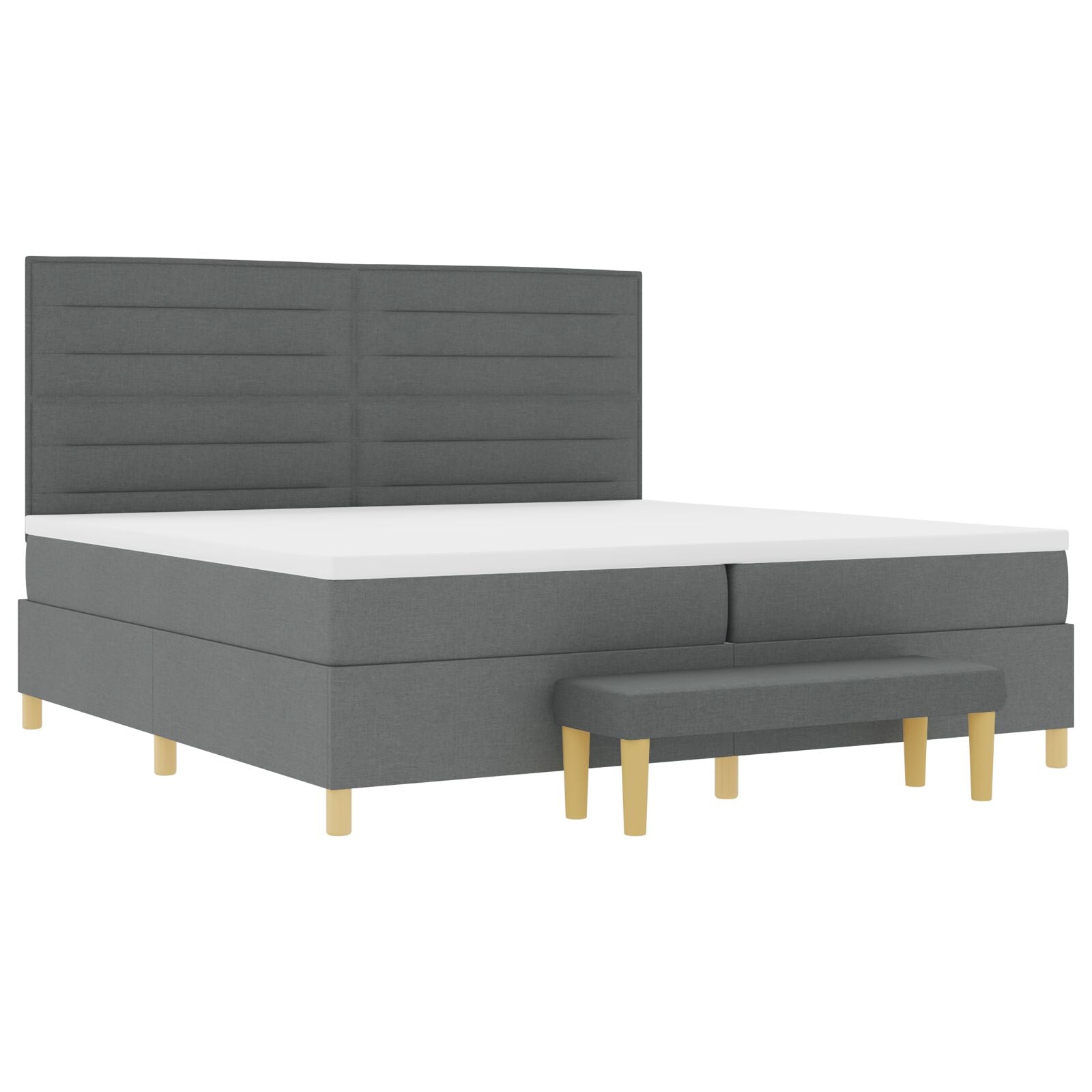 Boxspringbed Met Matras & Bank Stof Donkergrijs 200 x 200 cm Lijn ontwerp