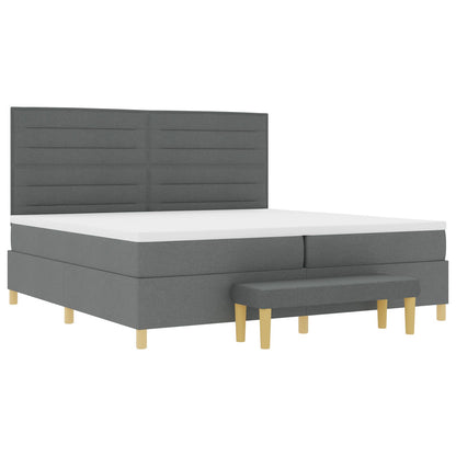 Boxspringbed Met Matras & Bank Stof Donkergrijs 200 x 200 cm Lijn ontwerp