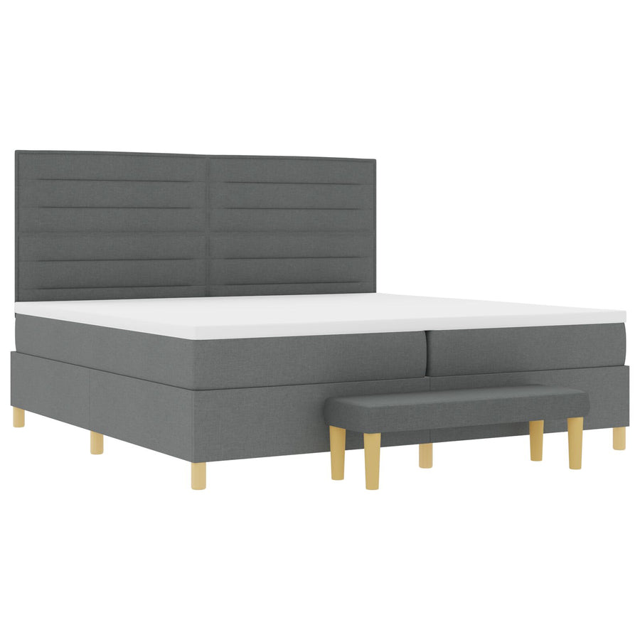 Boxspringbed Met Matras & Bank Stof Donkergrijs 200 x 200 cm Lijn ontwerp
