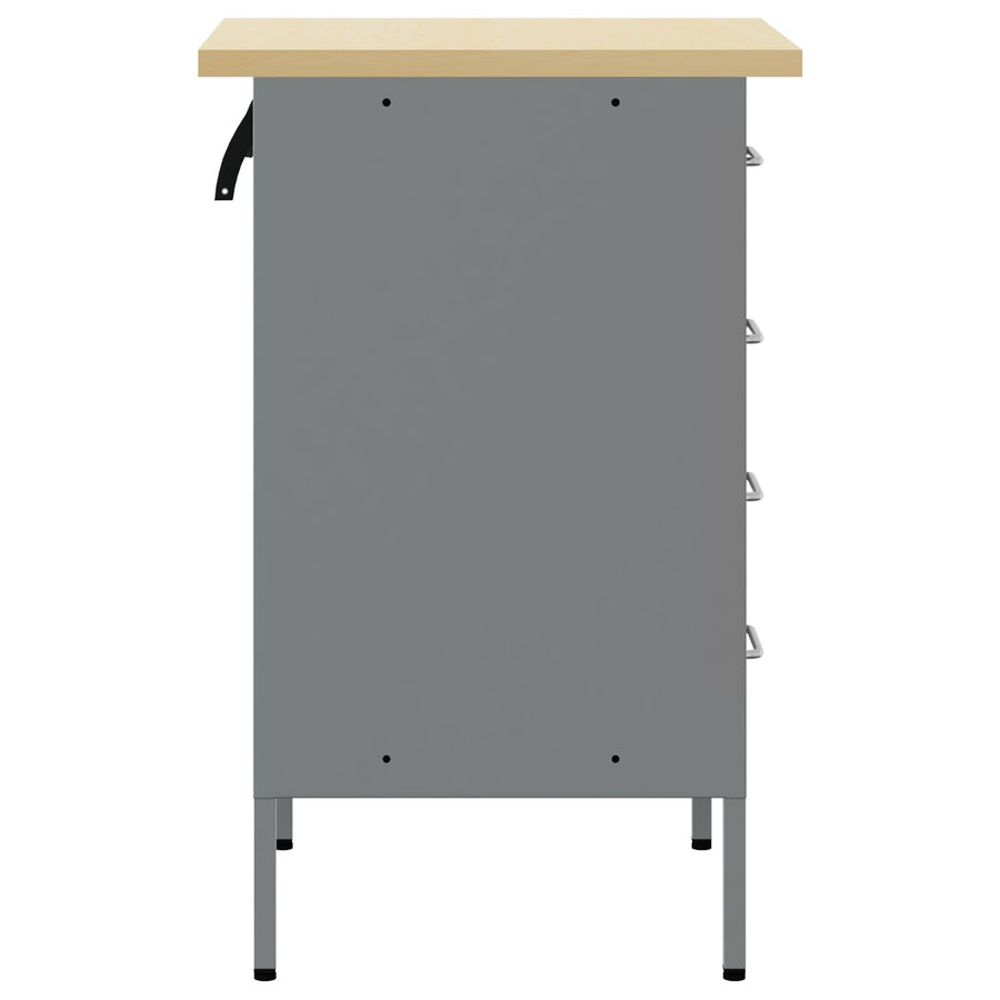 Werkbank 50X55X85 Cm Staal Zwart en grijs Werkplaatskast met 4 lades
