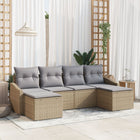 Garden Dining Set with Cushion and Storage 6 pcs Beige and Light Grey