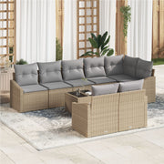 Tuinbankenset 9-delig poly rattan beige grijs