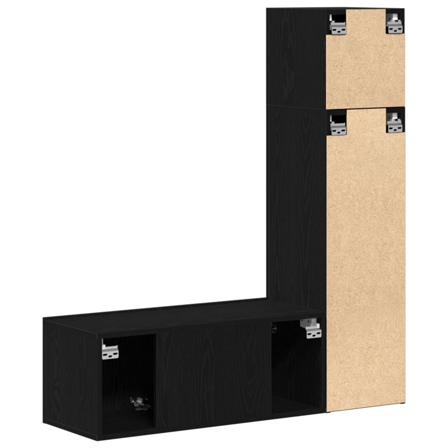 3-Delige Tv-Kastenset Zwart Eiken Gefabriceerd Hout
