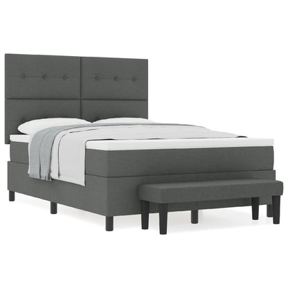 Boxspring Bed Met Matras & Bank Stof Donkergrijs 160 x 200 cm Met knopen