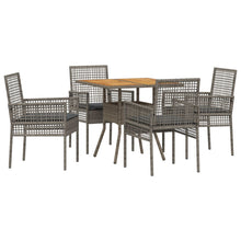 5-Persoons Tuin Eet Set met Kussens Grijs Poly Rattan