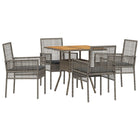 Tuin eettafelset poly rattan grijs 4 personen