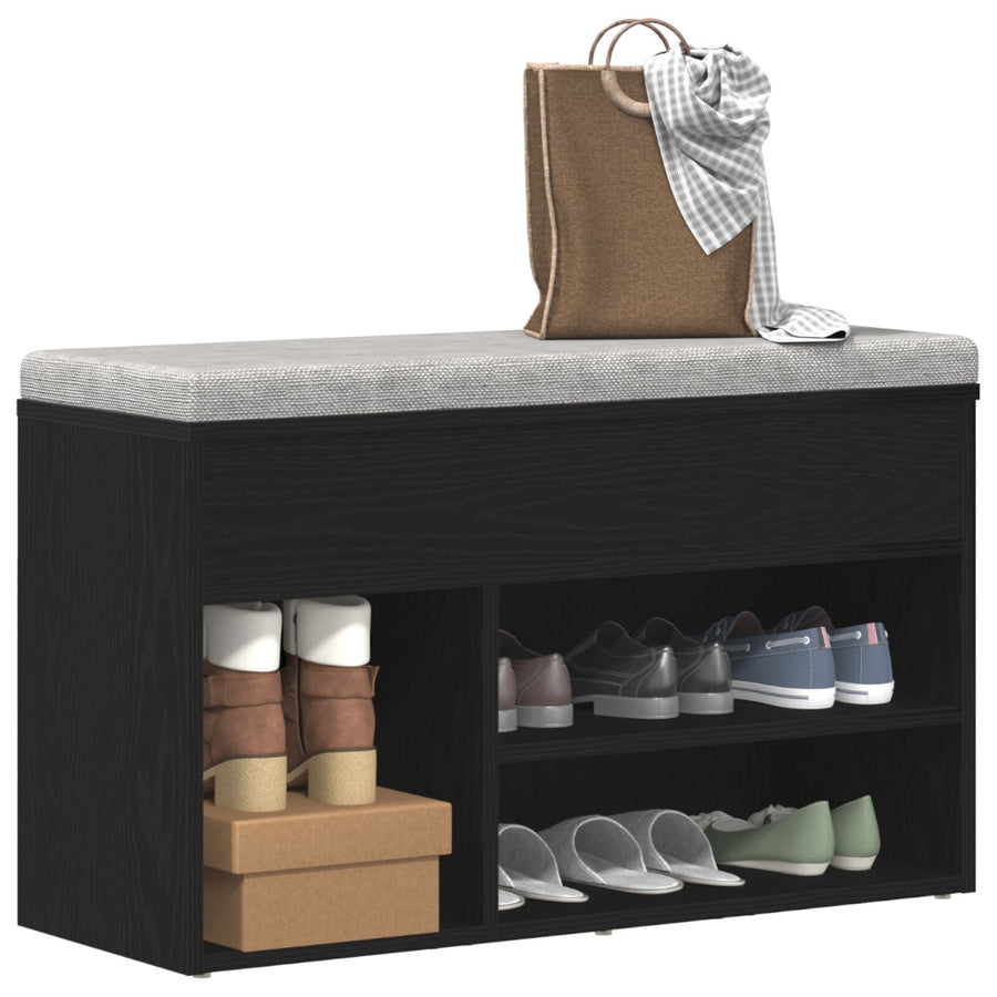 Bankje 60X30X45 Cm Geengineerd Hout Zwart eiken 80 x 30 x 45 cm