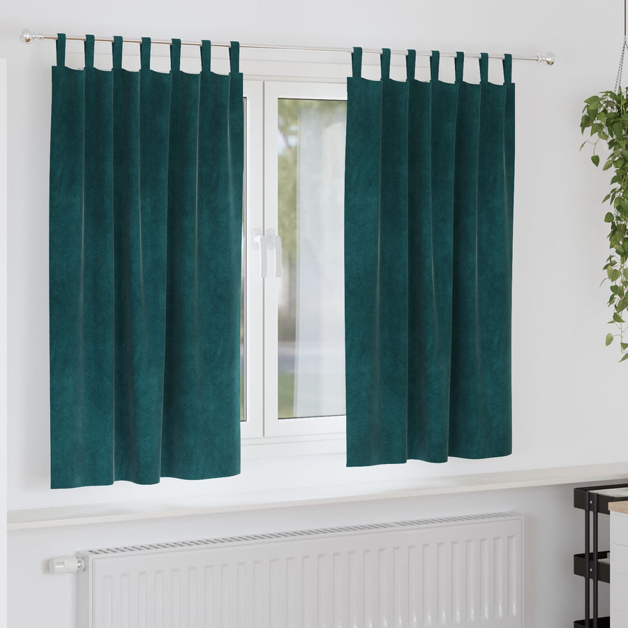 Blackout Gordijnen 2 Stuks Velours Donkergroen 140 x 175 cm met hanglussen