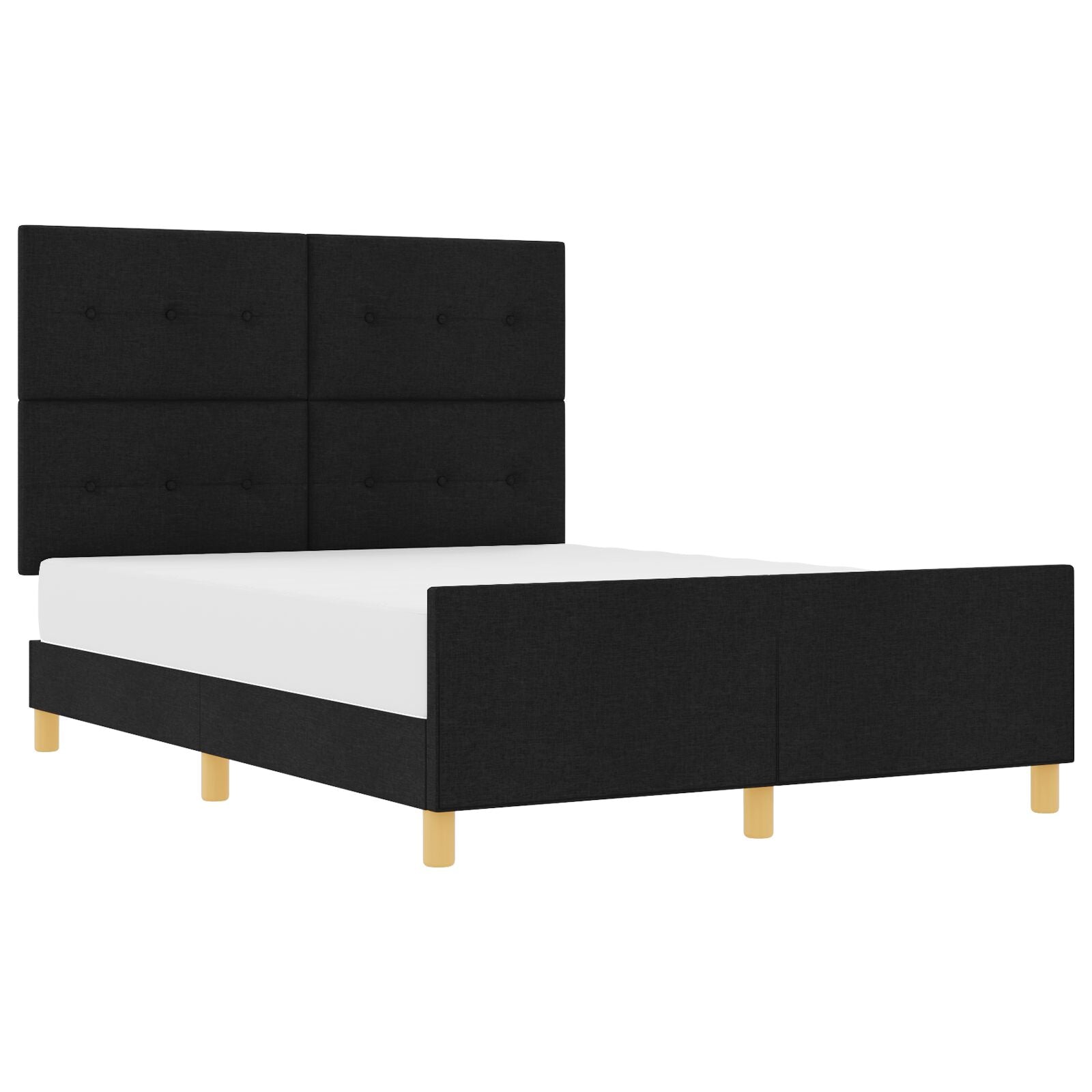 Bed Frame Zwart 140X190 Cm Stof Crème