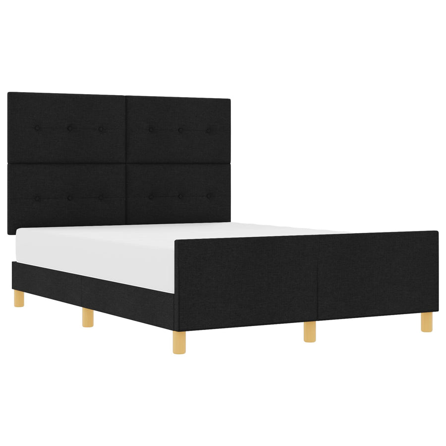 Bed Frame Zwart 140X190 Cm Stof Crème