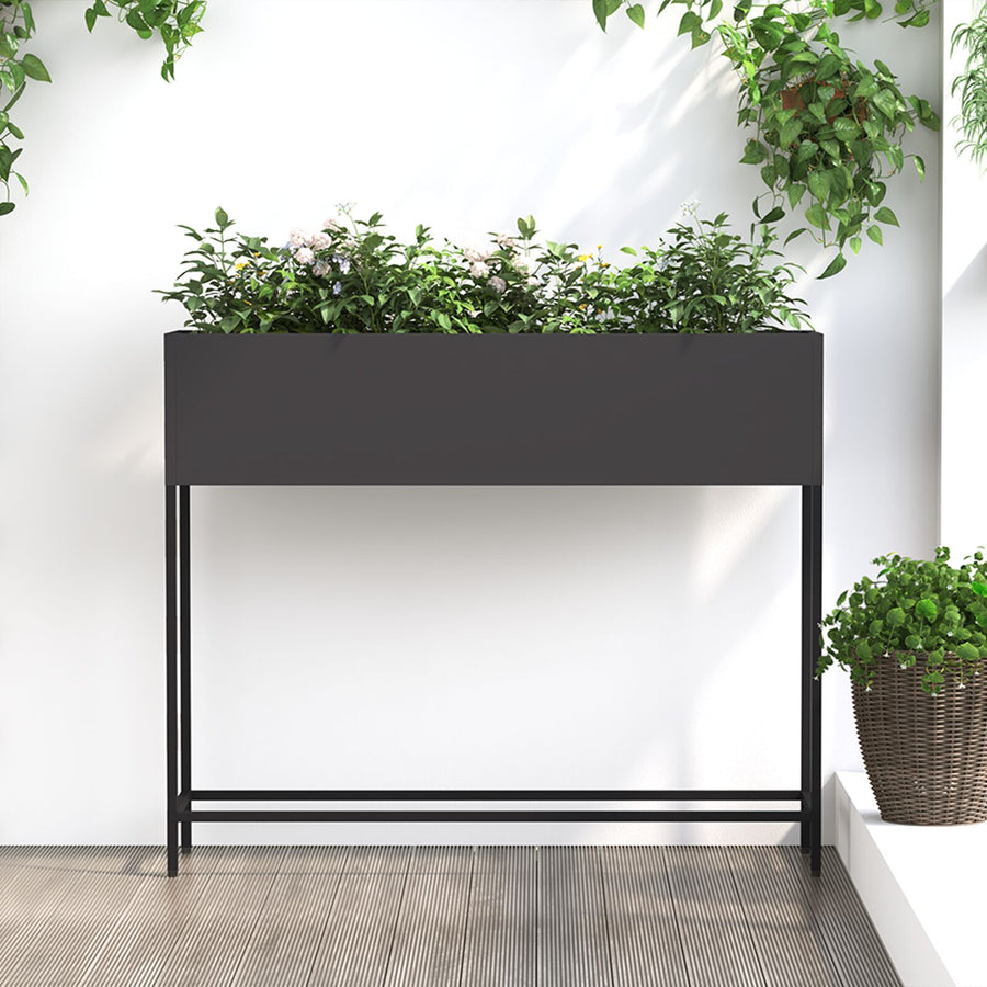 Verhoogde Tuinplantenbak Staal Zwart 100 x 26 x 82 cm
