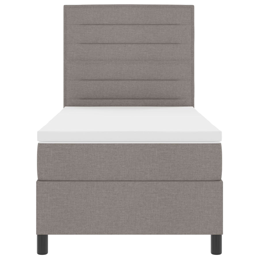 Boxspring Bed Met Matras Taupe 100X200 Cm Stof Donkerbruin