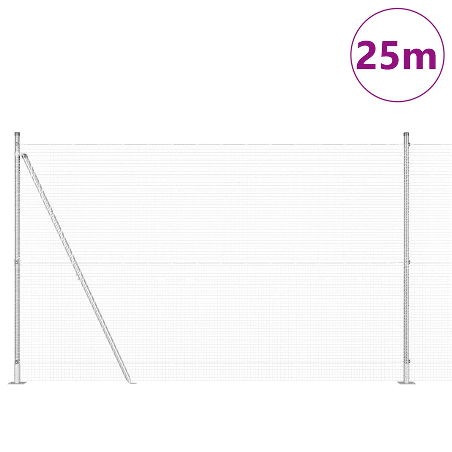 Gelaste Draad Hek Met 13 Flanged Palen 1.6X25 M Gegalvaniseerd Staal Gegalvaniseerd Staal