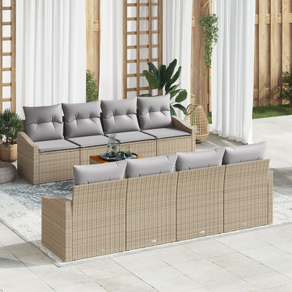 7-Delige Tuin Sofa Set Met Kussens Beige Poly Rattan Acacia