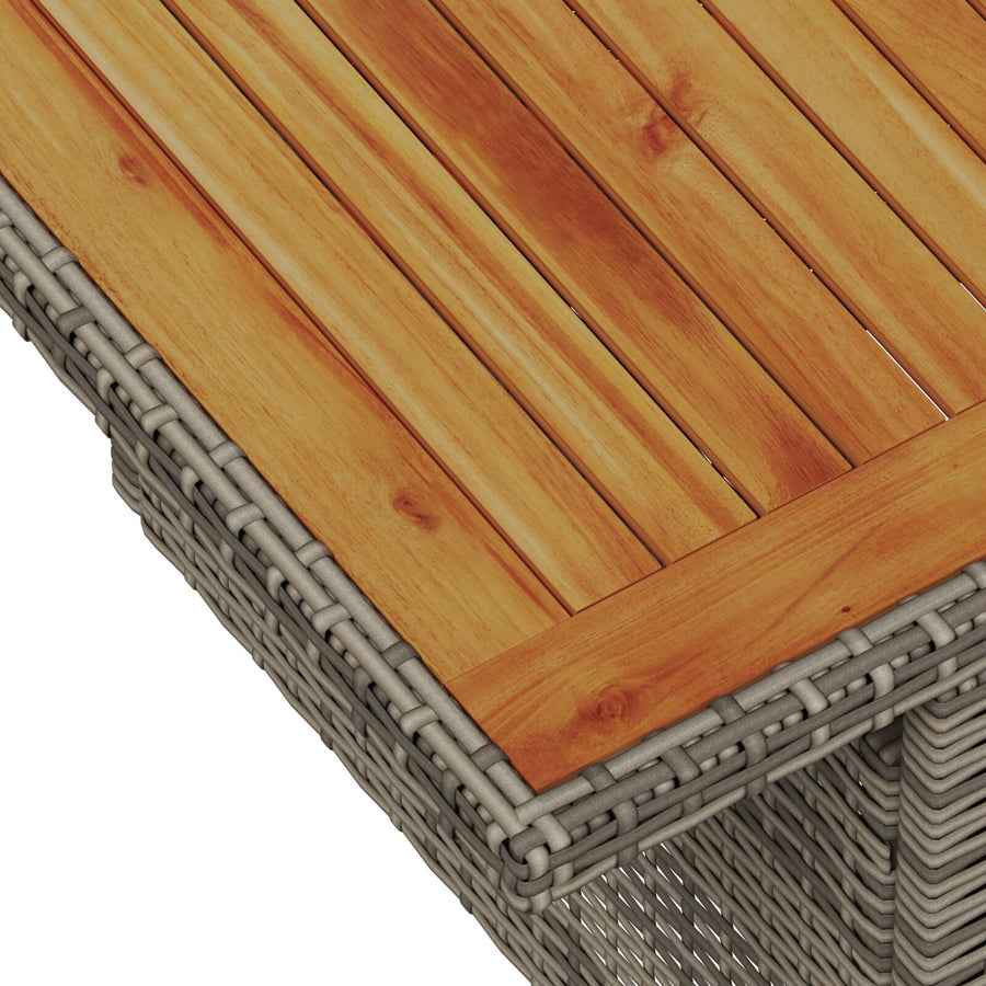 11-Delige Tuin Eettafelset Met Kussens Grijs Poly Rattan Acacia