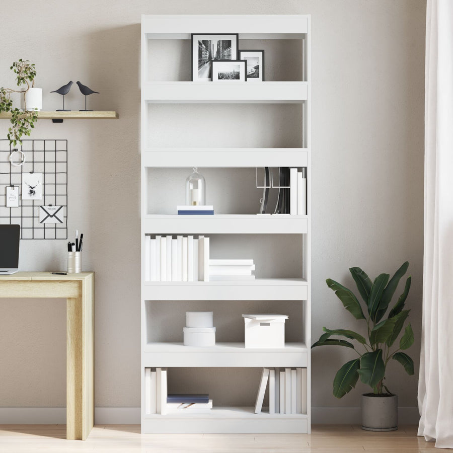Witte Boekenplank Wit Bewerkt Hout 80 X 30 X 198 Cm Opslag